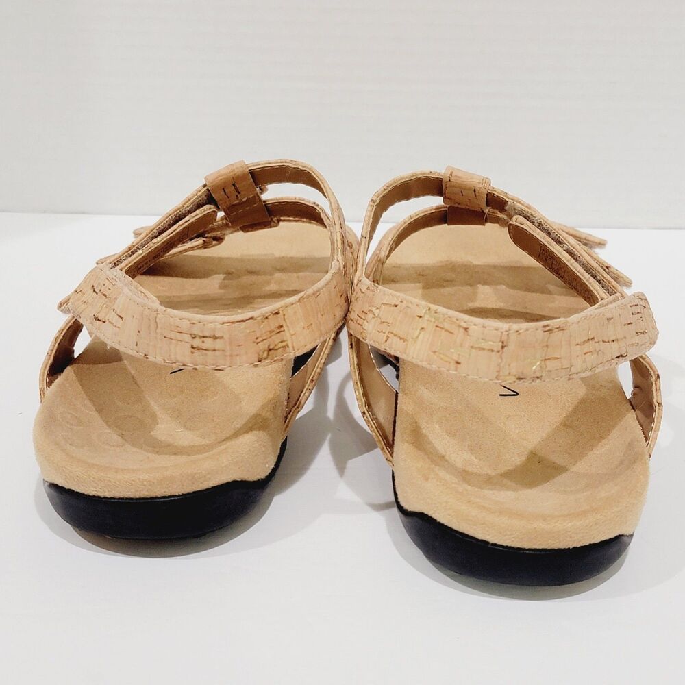 Vionic Rest Amber Sandals Womens Size 8 Tan Gold Cork Back Strap Flats Slingback - Picture 6 of 12